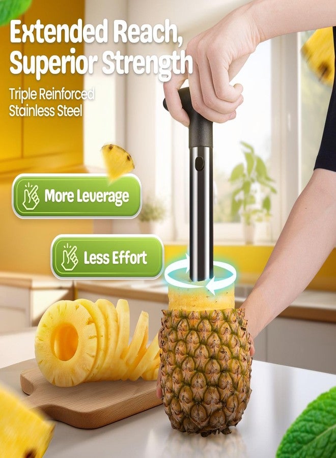 Flexzion Pineapple Corer Peeler De-corer Stainless Steel Fruit Easy Slicer Cutter Kitchen Tool with Plastic Handle for Home Restaurant Use - Image 4